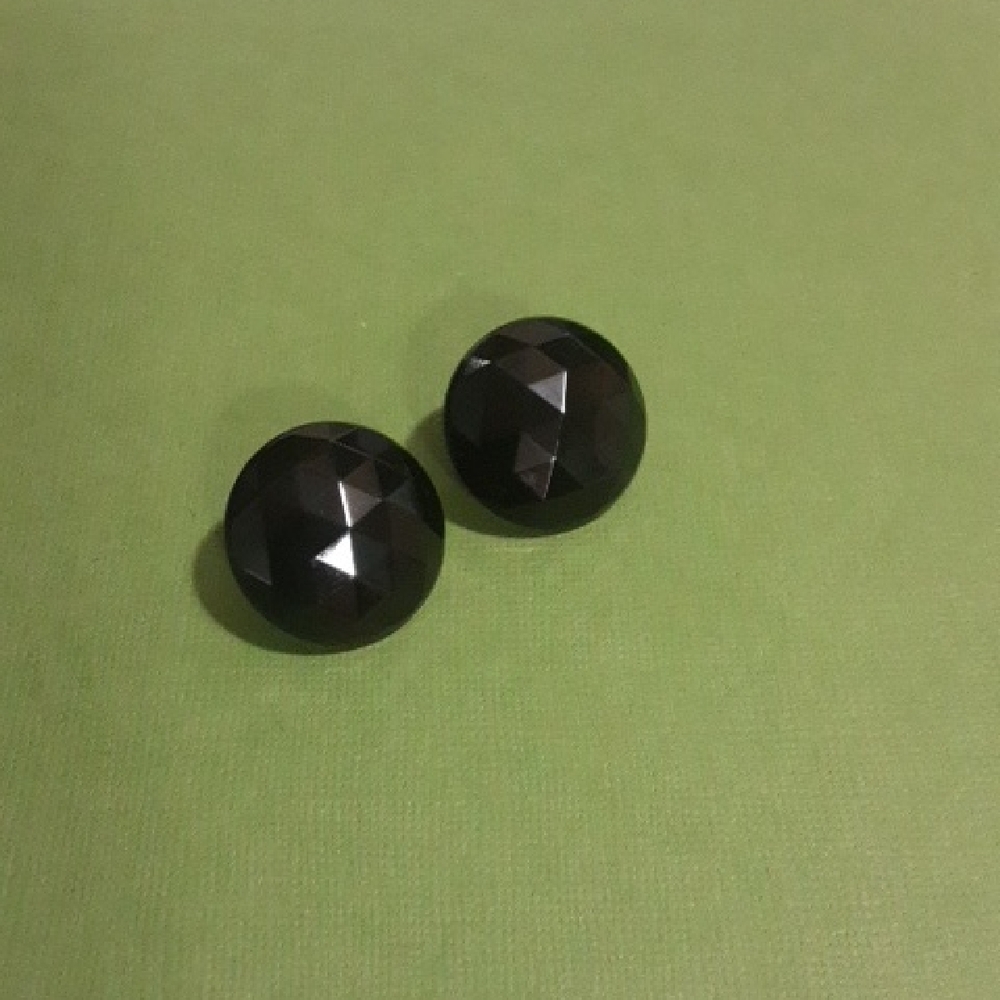 Vintage, 1950's, Black Faceted Clip On Glass Earrings